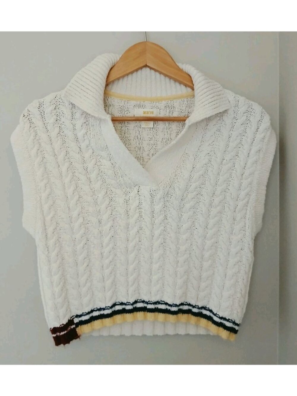 Maeve Anthropologie Cable Knit Collared Sweater Vest